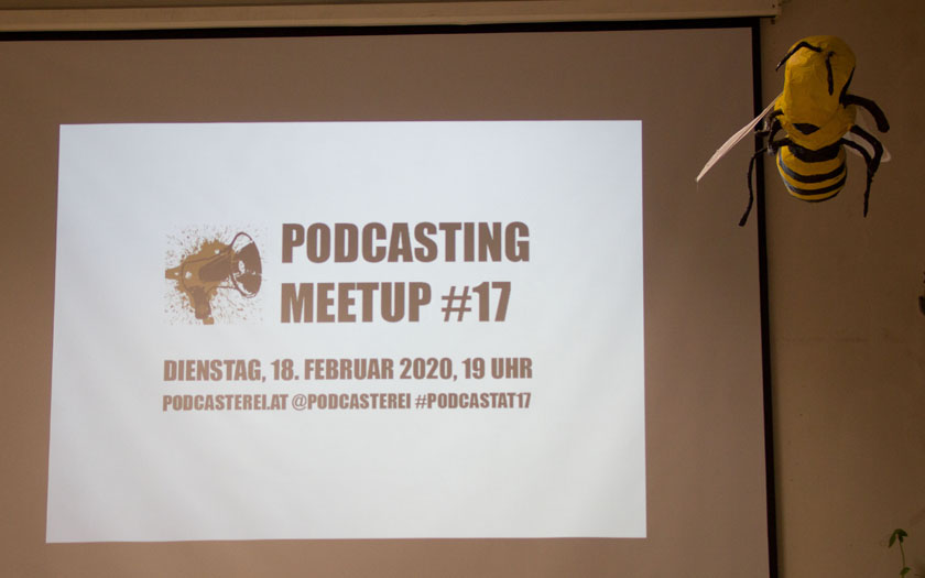 Podcasting Meetup-Slide am Beamer